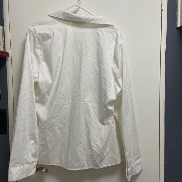 Indigo Rose white business button down top w crystal buttons blingy size large - Picture 3 of 6